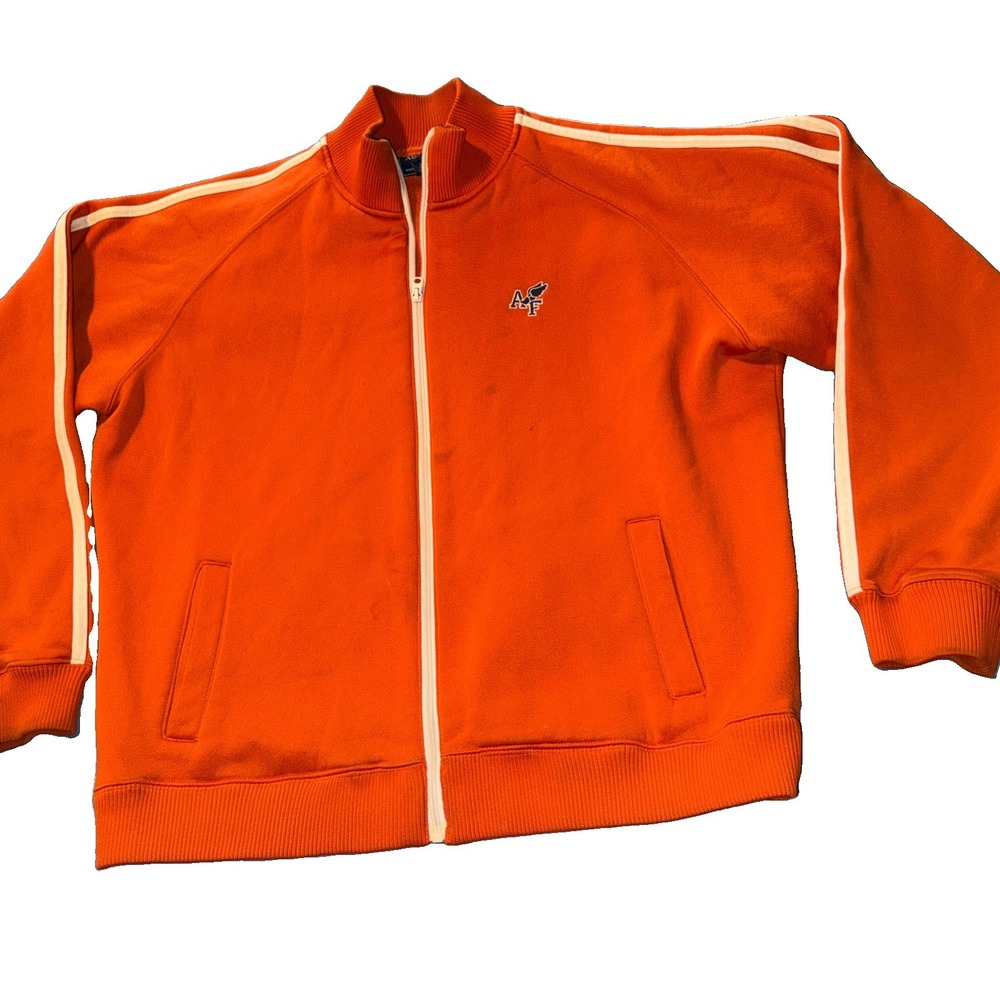 Vintage Abercrombie & Fitch Orange & White Zip Track Jacket XL